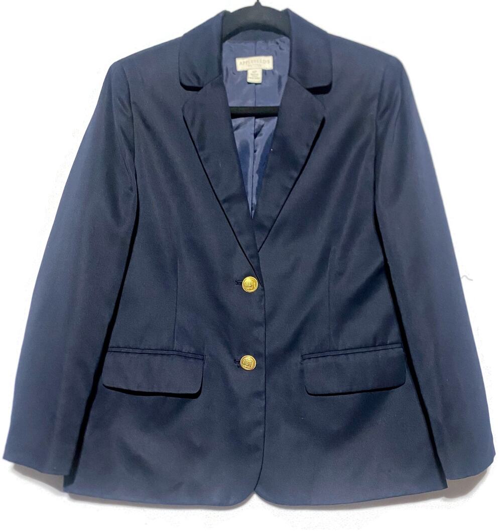 Appleseed's Navy Blue Polyester Blazer Women's 6 Petite Single Breasted Jacket
